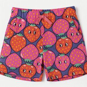 Vibrant Strawberry Print Shorts – Pink & Purple, Size 6/7